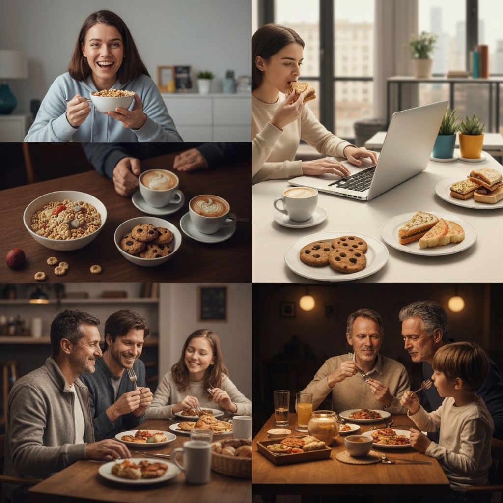 Different eating scenarios throughout the day